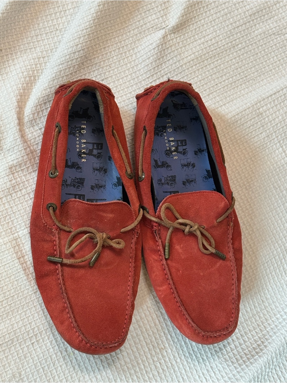 Ted Baker Red Suede Boat Shoes with Brown Laces